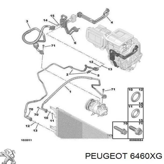 Mangueira de aparelho de ar condicionado, desde o radiador até o vaporizador Peugeot/Citroen 6460XG preço, a partir de  