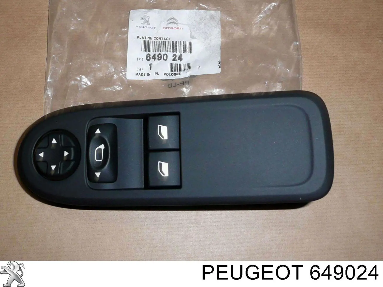 649024 Peugeot/Citroen Unidade de botões dianteira esquerda de controlo de elevador de vidro