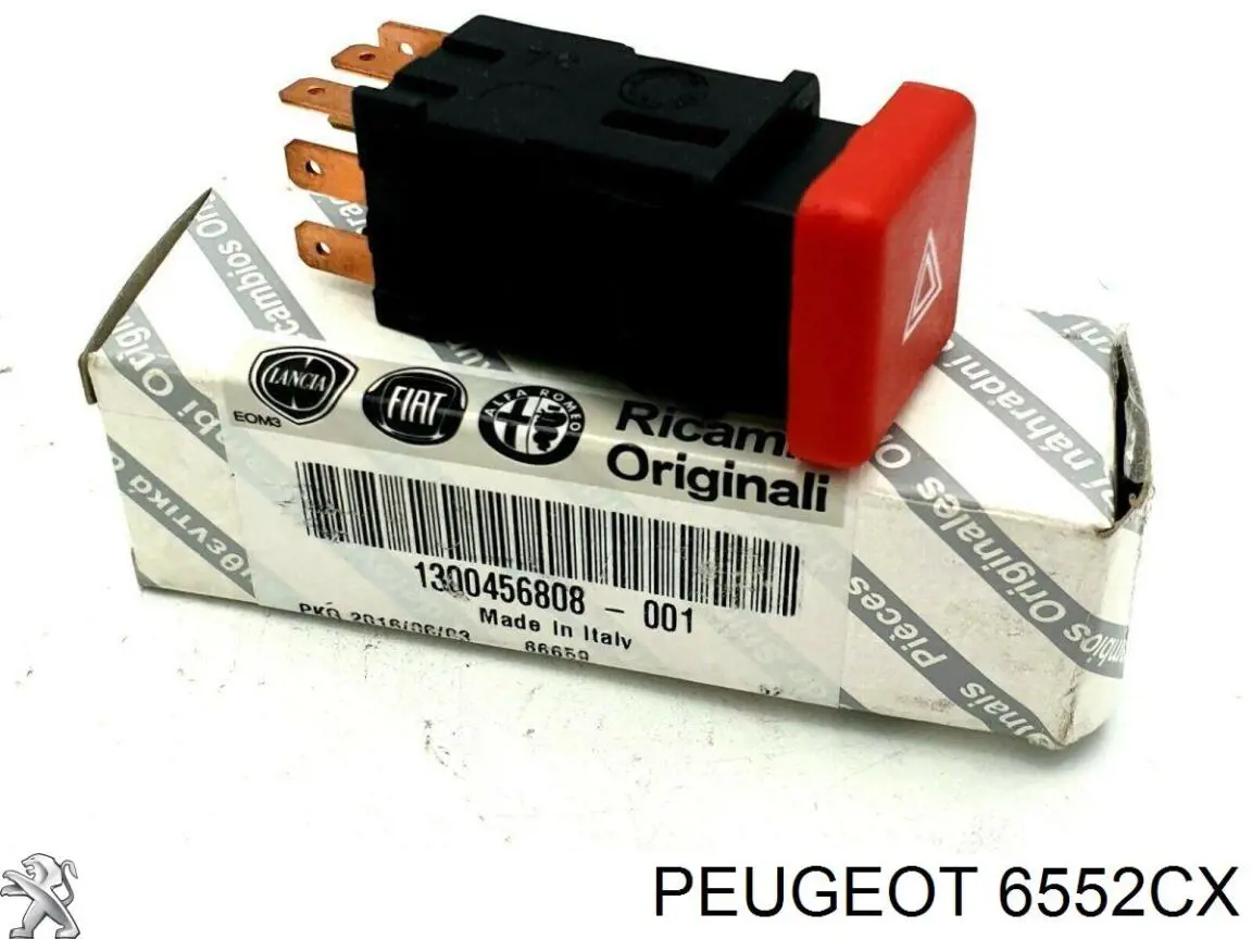 6552CX Peugeot/Citroen Botão de ativação do sinal de emergência
