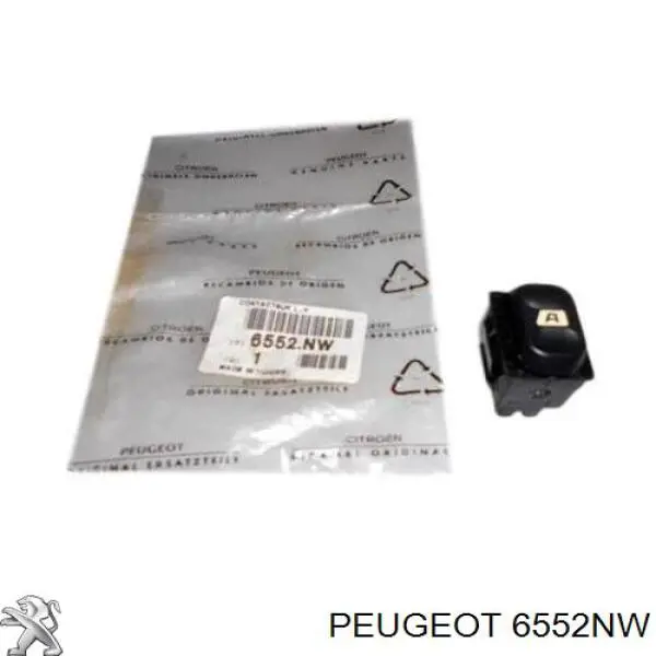 6552NW Peugeot/Citroen Botão dianteiro esquerdo de ativação de motor de acionamento de vidro