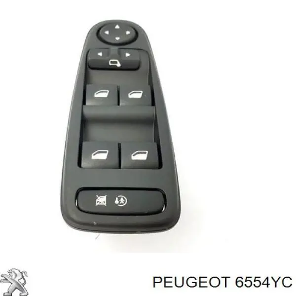 6554YC Peugeot/Citroen Unidade de botões dianteira esquerda de controlo de elevador de vidro