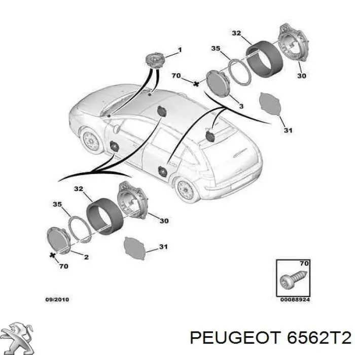 Alto-falante da porta dianteira Peugeot/Citroen 00006562X2 preço, a partir de 44,69 USD