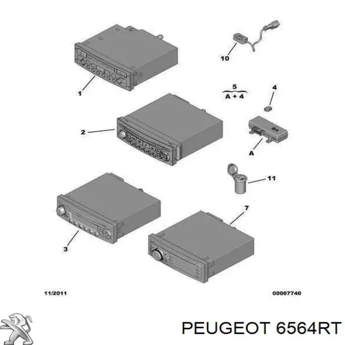 6564RT Peugeot/Citroen Aparelhagem de som (rádio AM/FM)
