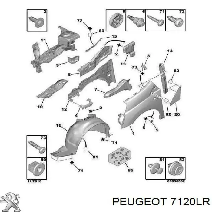 Arco do pára-lama dianteiro direito Peugeot/Citroen 7120LR preço, a partir de 164,78 USD