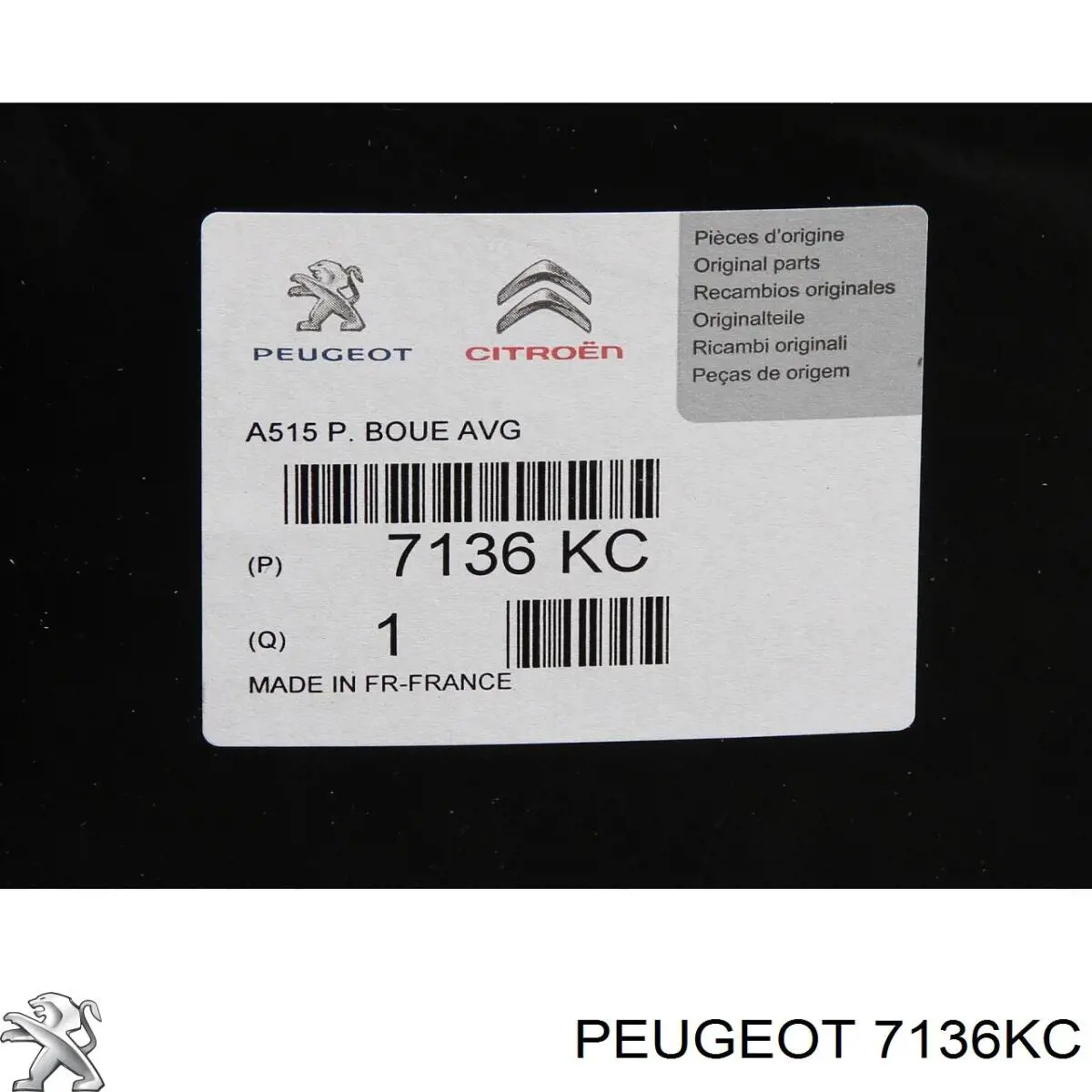 7136KC Peugeot/Citroen Guarda-barras esquerdo do pára-lama dianteiro