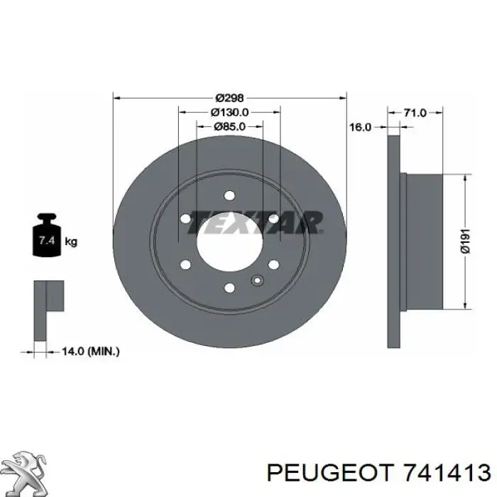 Compre 741413 Peugeot/Citroen Reforçador do pára-choque dianteiro
