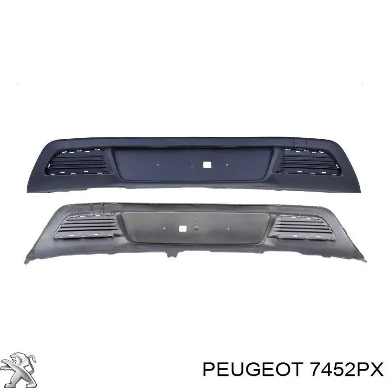 7452PX Peugeot/Citroen Placa sobreposta central do pára-choque traseiro