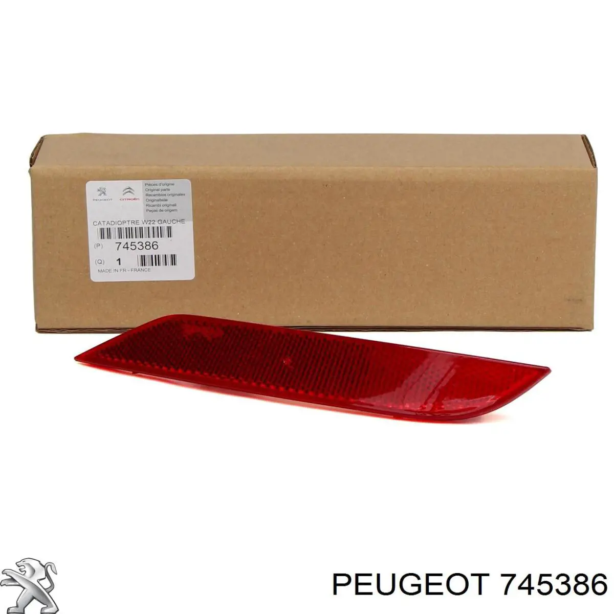 745386 Peugeot/Citroen Retrorrefletor (refletor) do pára-choque traseiro esquerdo