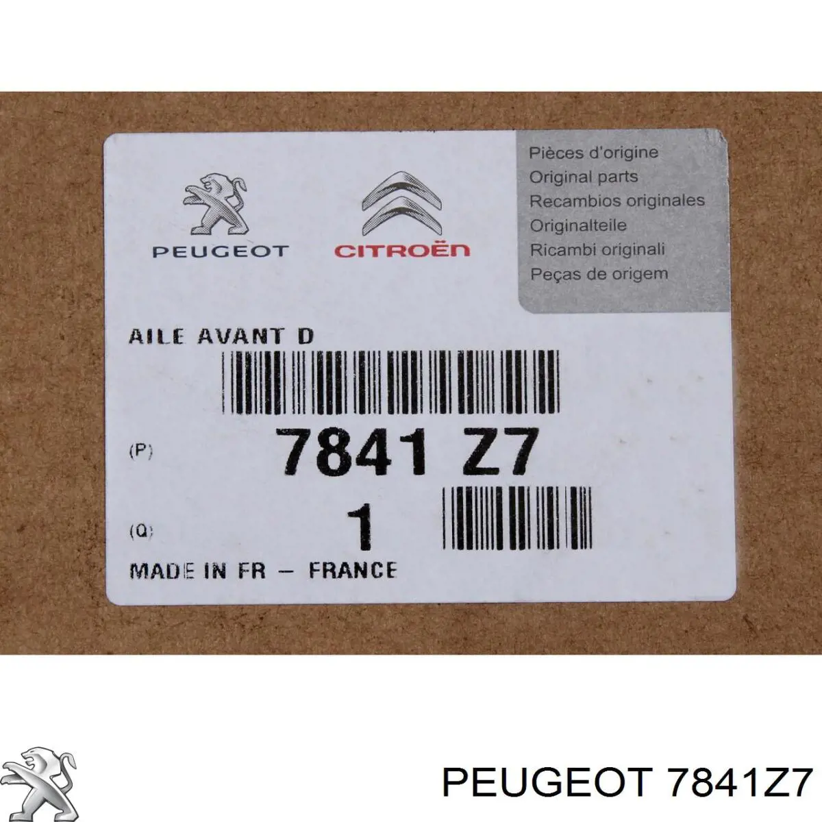 Pára-lama dianteiro direito Peugeot/Citroen 7841Z7 preço, a partir de 80,71 USD