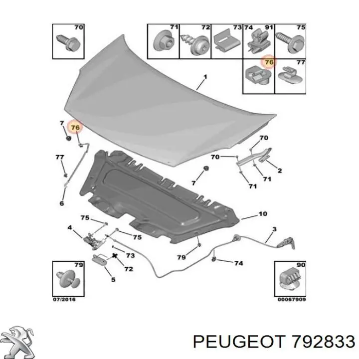 Compre 0000792833 Peugeot/Citroen Fixador de suporte da capota
