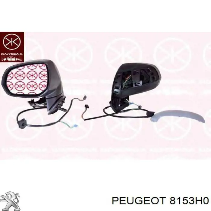 8153H0 Peugeot/Citroen Espelho de retrovisão esquerdo