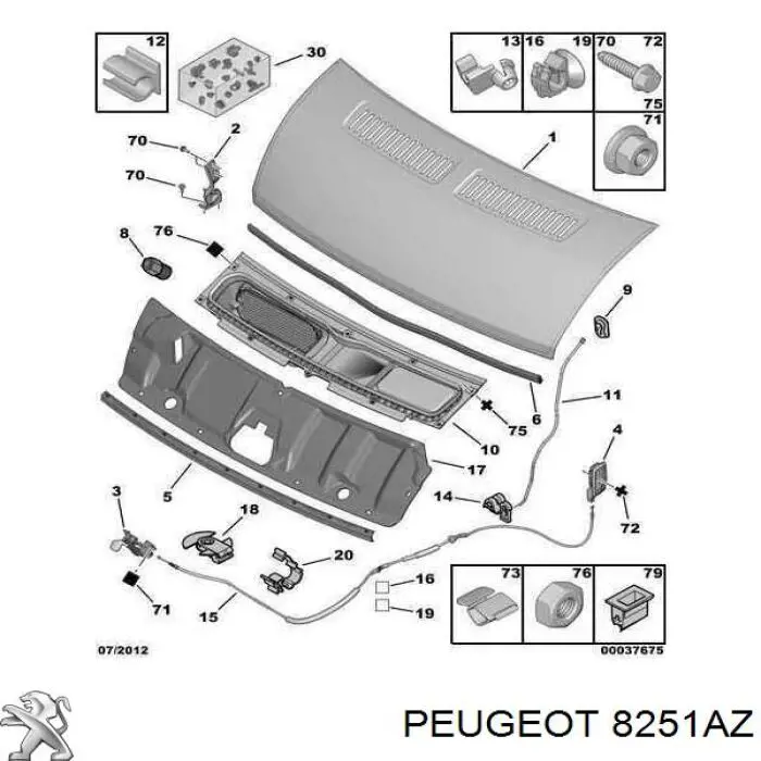 Vedação da capota Peugeot/Citroen 8251AZ preço, a partir de 29,99 USD