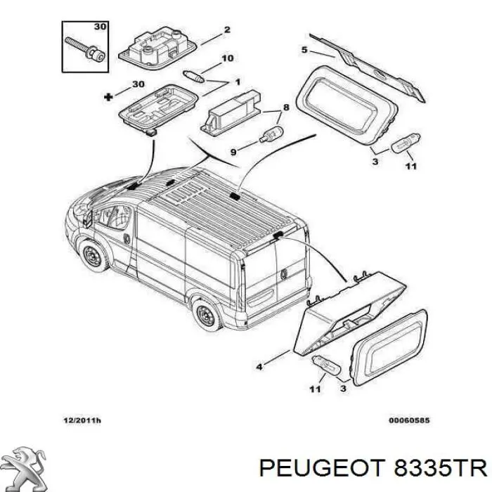 Quebra-luz traseiro de iluminação de salão (de cabina) Peugeot/Citroen 8335TR preço, a partir de 27,63 USD