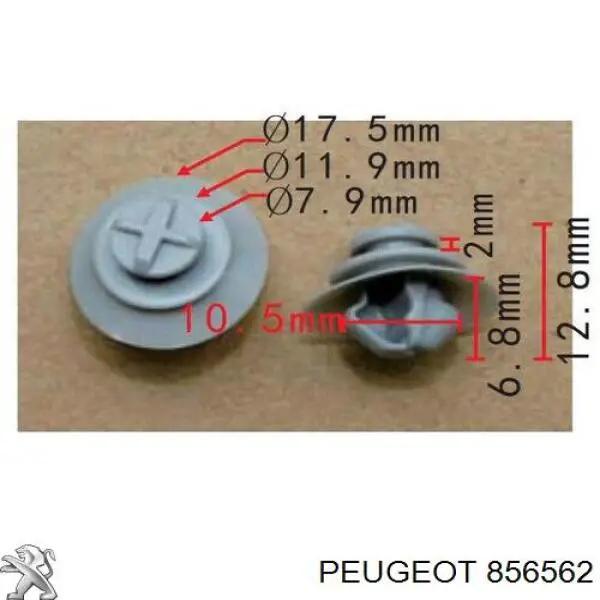 856562 Peugeot/Citroen Braçadeira (cápsula) de fixação de moldura da porta