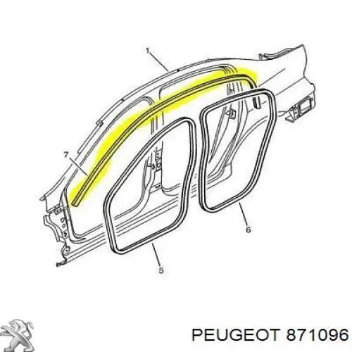 Compre 871096 Peugeot/Citroen Compactador da porta traseira esquerda (na carroçaria)