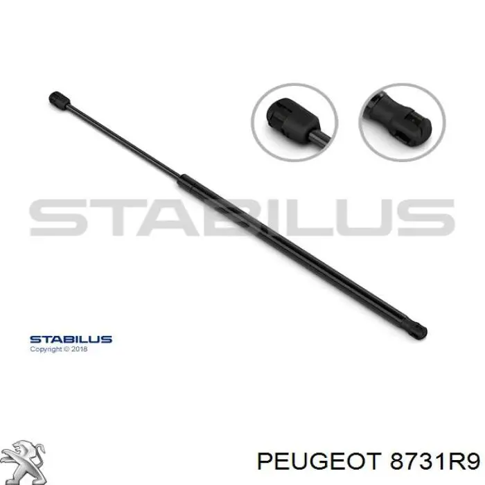 Amortecedor de tampa de porta-malas (de 3ª/5ª porta traseira) Peugeot/Citroen 8731R9 preço, a partir de 19,62 USD