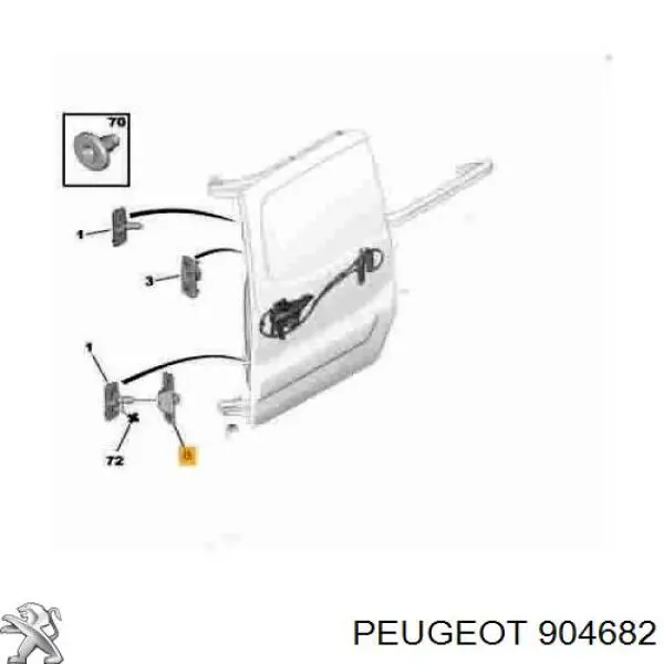 904682 Peugeot/Citroen Limitador da porta deslizante, na porta