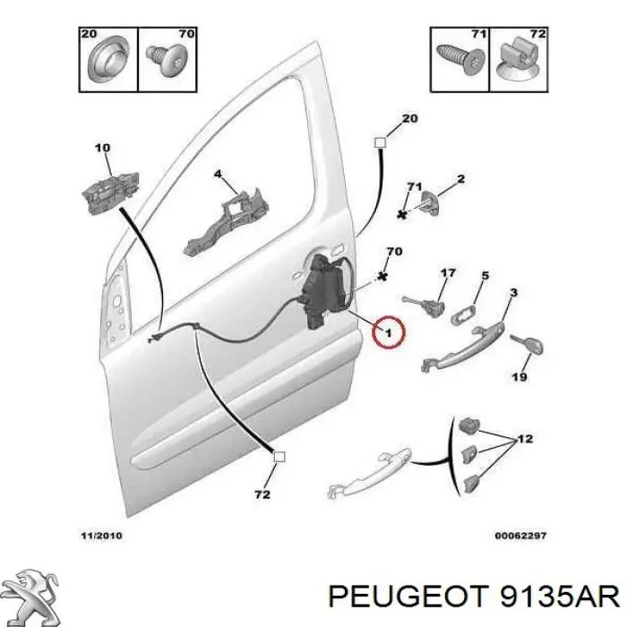 Fecho da porta dianteira esquerda Peugeot/Citroen 9135AR preço, a partir de 167,41 USD