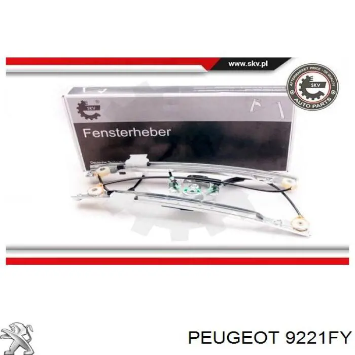 9221FY Peugeot/Citroen Mecanismo de acionamento de vidro da porta dianteira esquerda