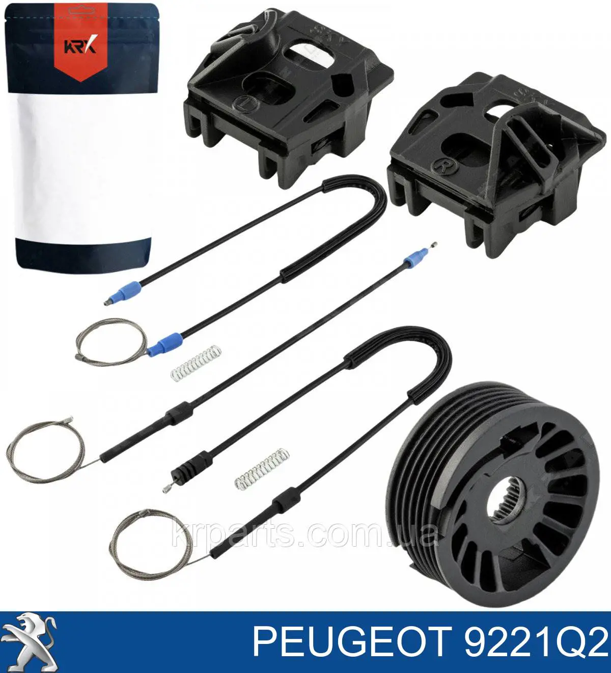 9221Q2 Peugeot/Citroen Mecanismo de acionamento de vidro da porta dianteira esquerda