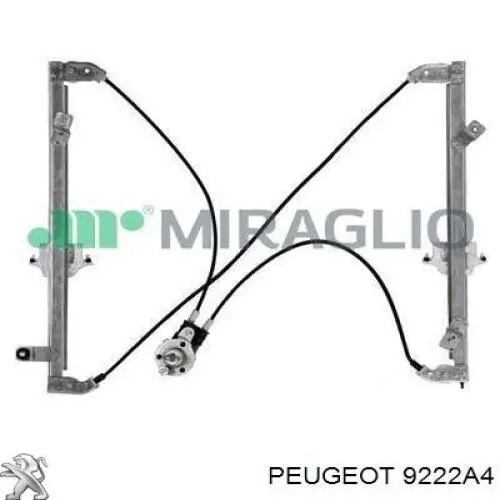 9222A4 Peugeot/Citroen Mecanismo de acionamento de vidro da porta dianteira direita