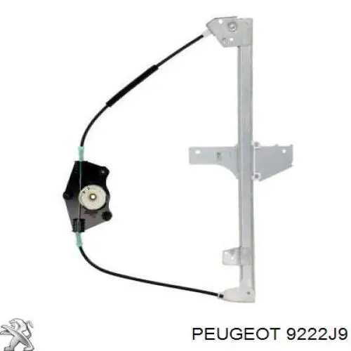 9222J9 Peugeot/Citroen Mecanismo de acionamento de vidro da porta dianteira direita