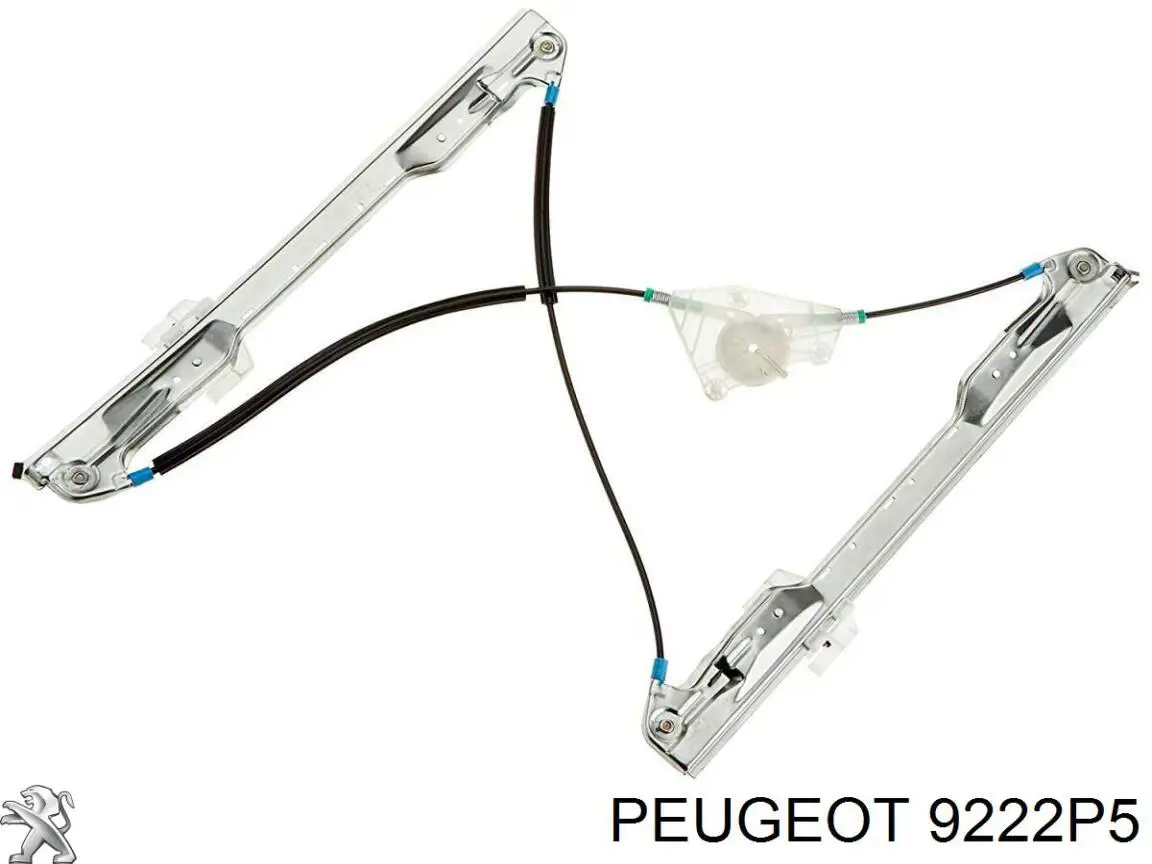 9222P5 Peugeot/Citroen Mecanismo de acionamento de vidro da porta dianteira direita