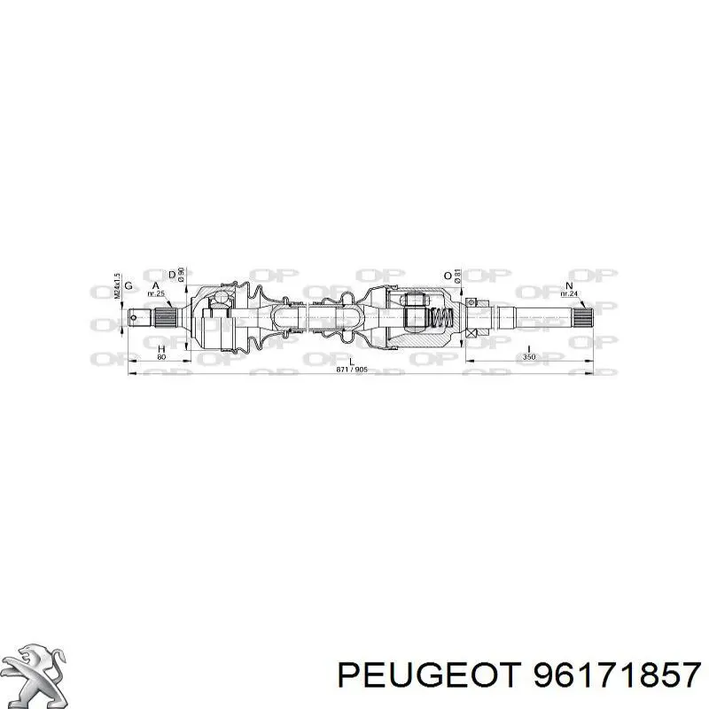 Semieixo (acionador) dianteiro direito Peugeot/Citroen 96171857 preço, a partir de 107,07 USD
