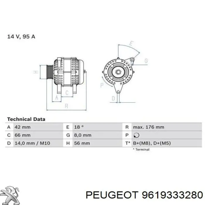 Gerador Peugeot/Citroen 9619333280 preço, a partir de 72,54 USD