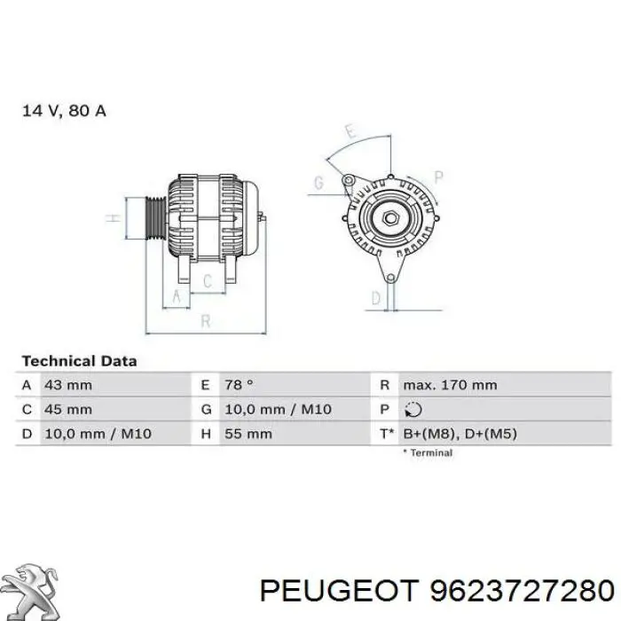 9623727280 Peugeot/Citroen Gerador