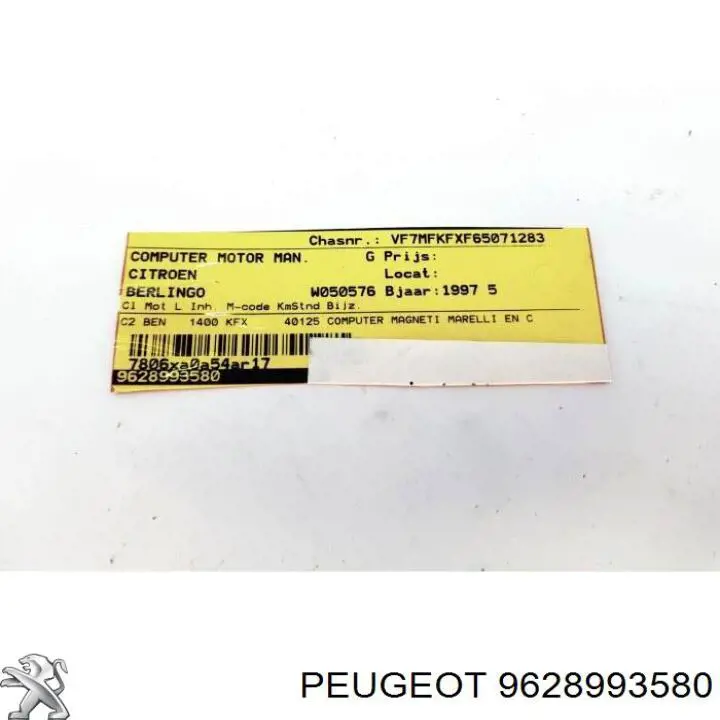 Compre 9628993580 Peugeot/Citroen Módulo de direção (Centralina eletrônica) de motor