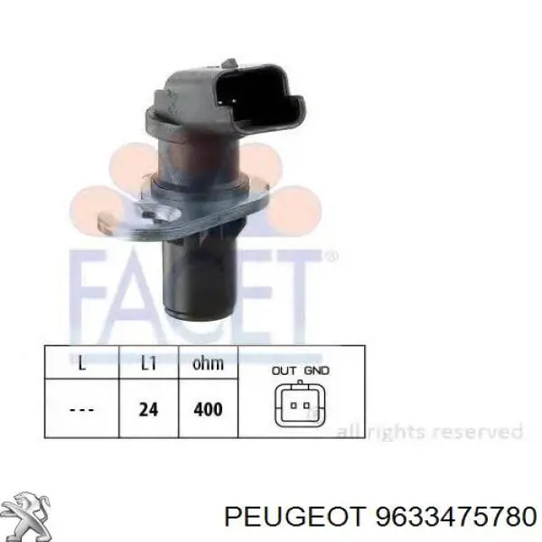 9633475780 Peugeot/Citroen Sensor de posição (de revoluções) de cambota