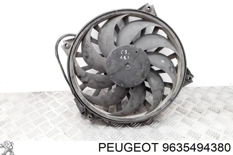 9635494380 Peugeot/Citroen Ventilador elétrico de esfriamento montado (motor + roda de aletas) esquerdo