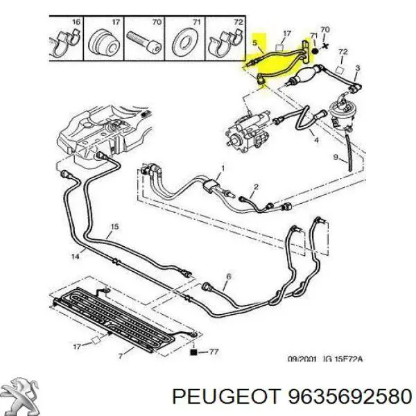 9635692580 Peugeot/Citroen Sensor de temperatura de combustível