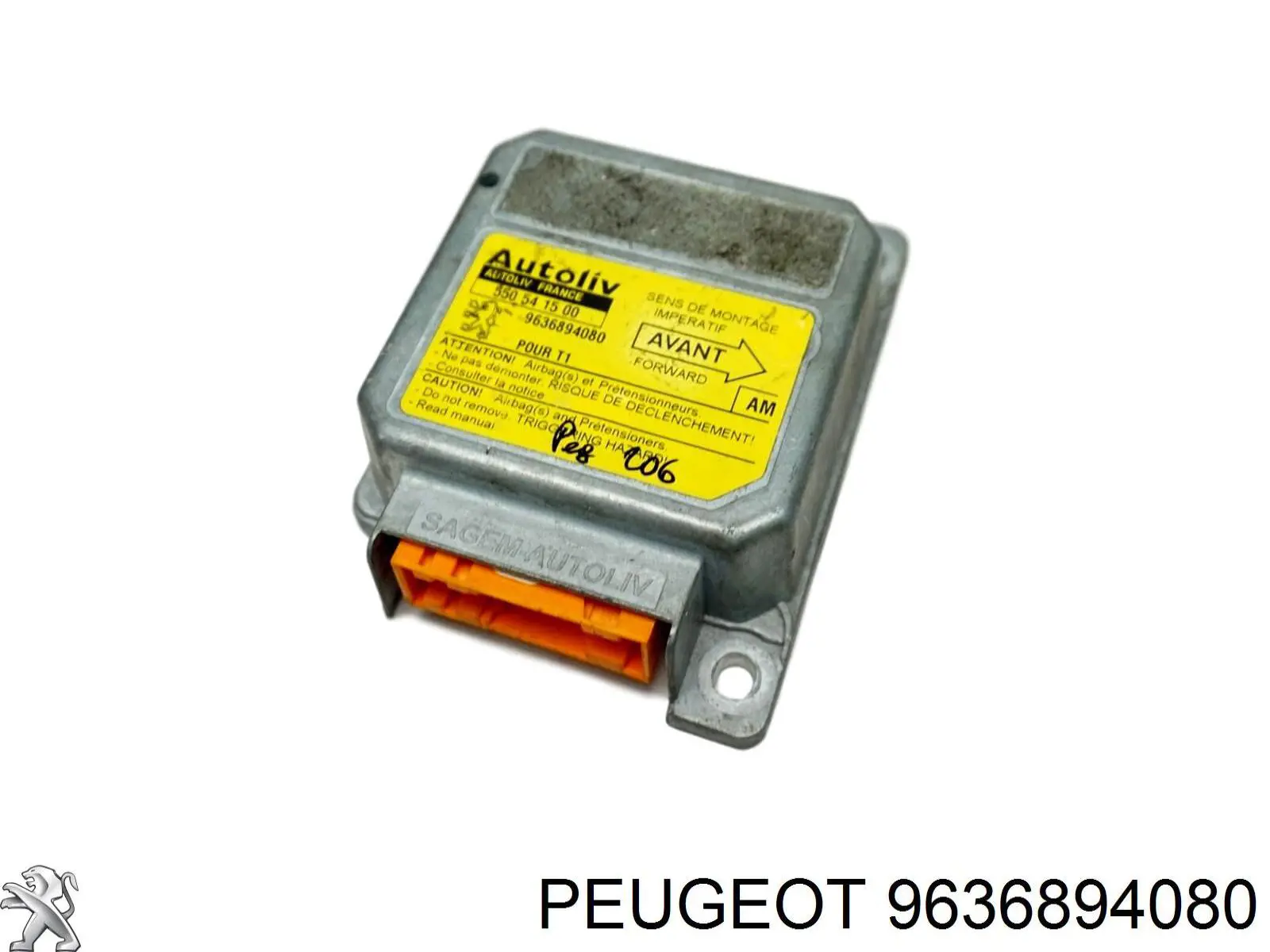 9636894080 Peugeot/Citroen Módulo processador de controlo da bolsa de ar (Centralina eletrônica AIRBAG)