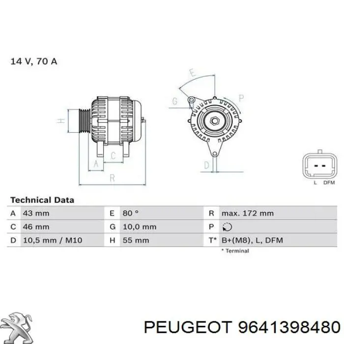Gerador Peugeot/Citroen 9641398480 preço, a partir de 81,86 USD