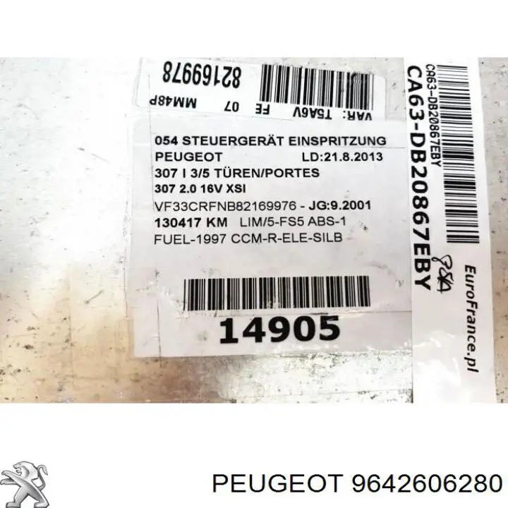 Compre 9642606280 Peugeot/Citroen Módulo de direção (Centralina eletrônica) de motor