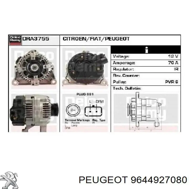 Gerador Peugeot/Citroen 9644927080 preço, a partir de 122,80 USD