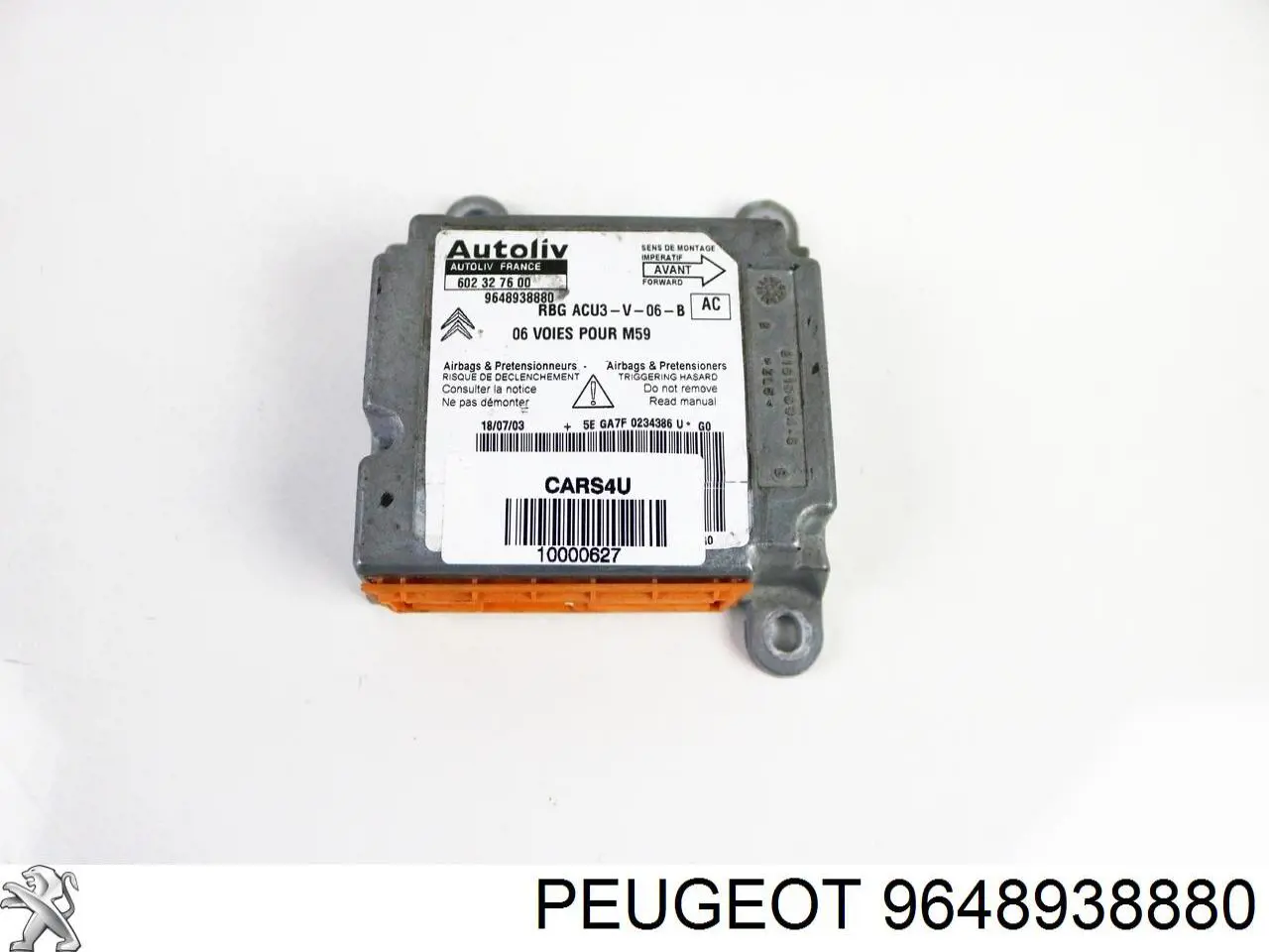 9648938880 Peugeot/Citroen Módulo processador de controlo da bolsa de ar (Centralina eletrônica AIRBAG)