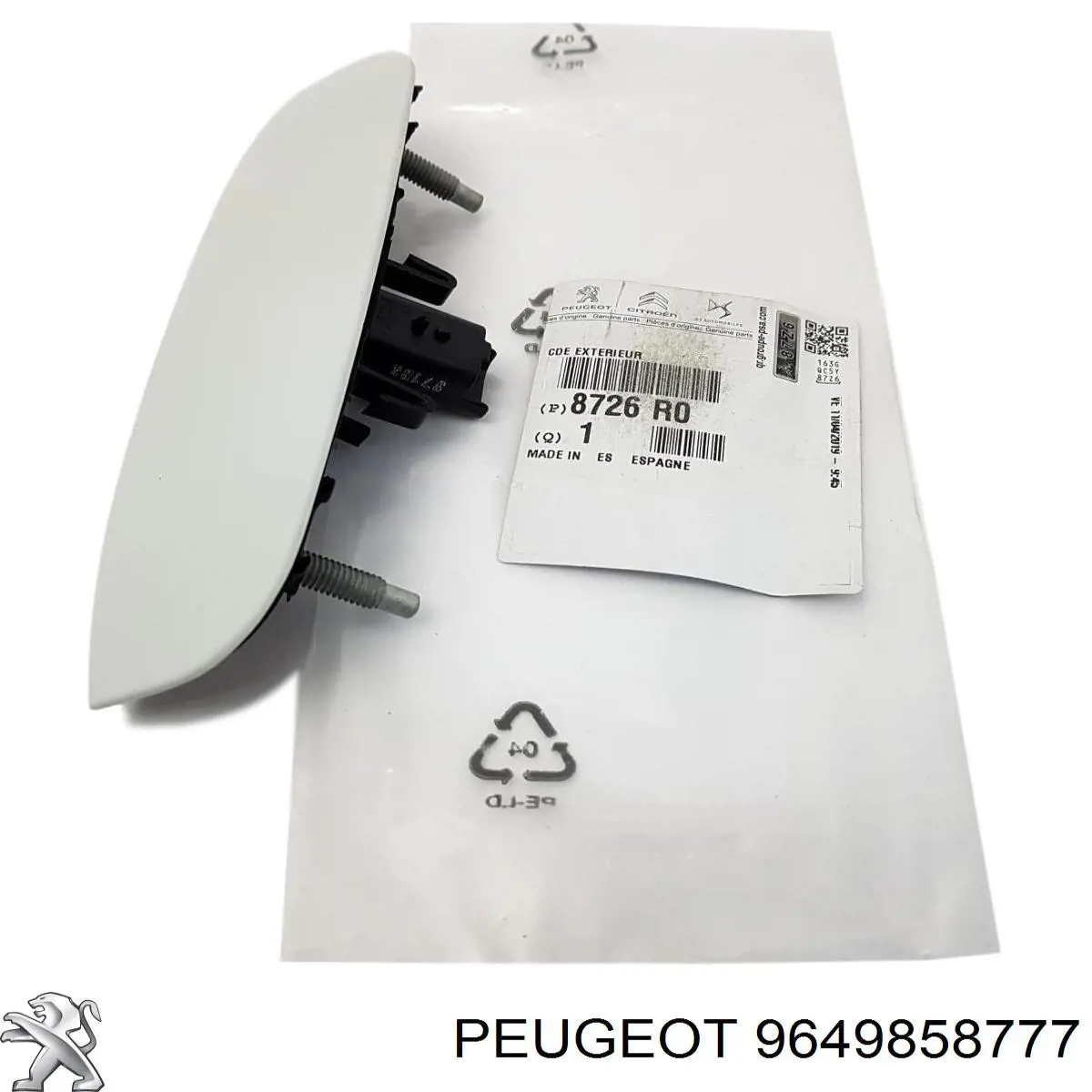 9649858777 Peugeot/Citroen Puxador externo de tampa de porta-malas (de 3ª/5ª porta traseira)