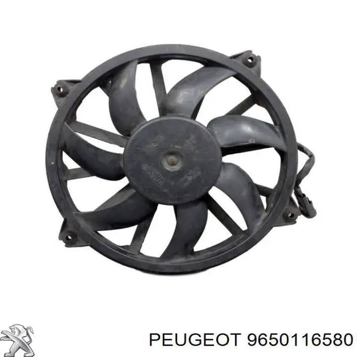 9650116580 Peugeot/Citroen Ventilador elétrico de esfriamento montado (motor + roda de aletas)