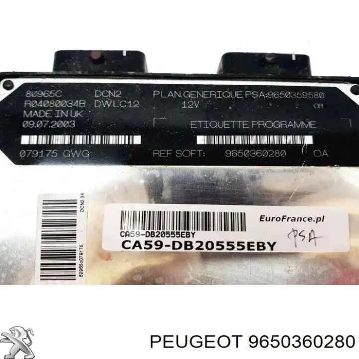 Módulo de direção (Centralina eletrônica) de motor para Peugeot 306  7A