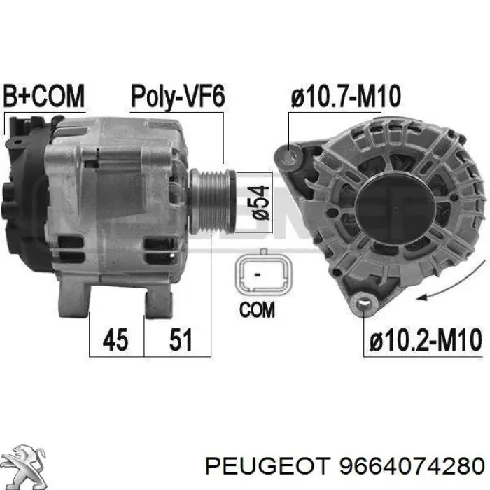 Gerador Peugeot/Citroen 9664074280 preço, a partir de 122,58 USD