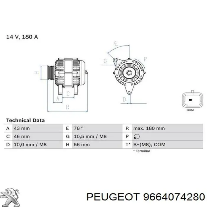 9664074280 Peugeot/Citroen Gerador