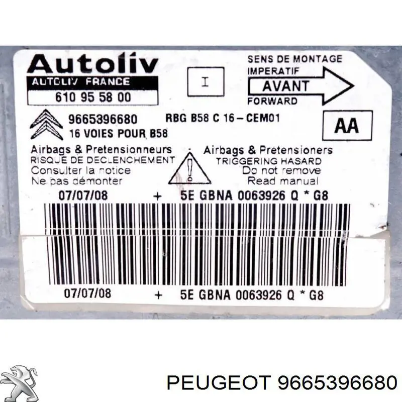 Cinto de segurança (AIRBAG) de condutor Peugeot/Citroen 9665396680 preço, a partir de 40,86 USD