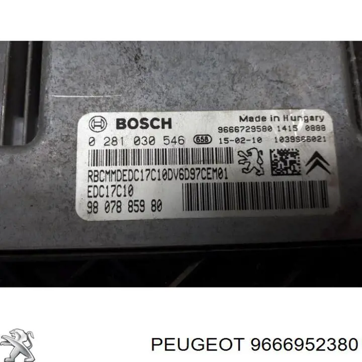 Unidade de dispositivos de segurança Peugeot/Citroen 9666952380