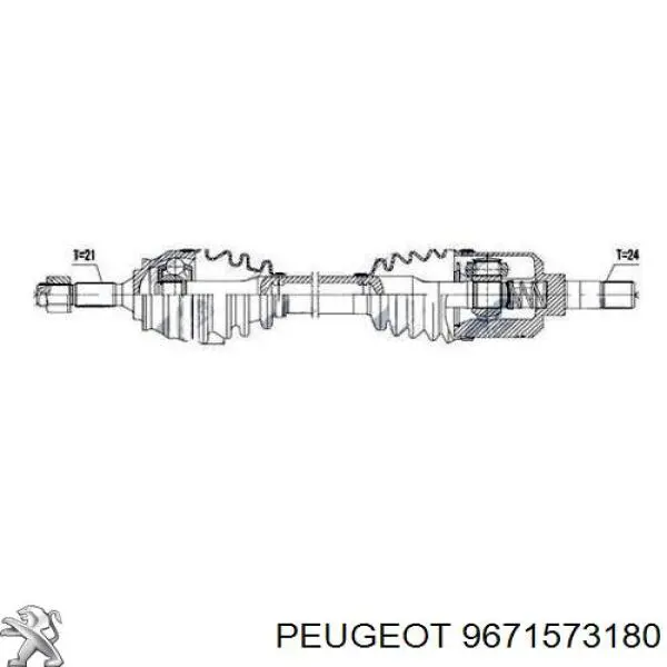 9671573180 Peugeot/Citroen Semieixo (acionador) dianteiro esquerdo