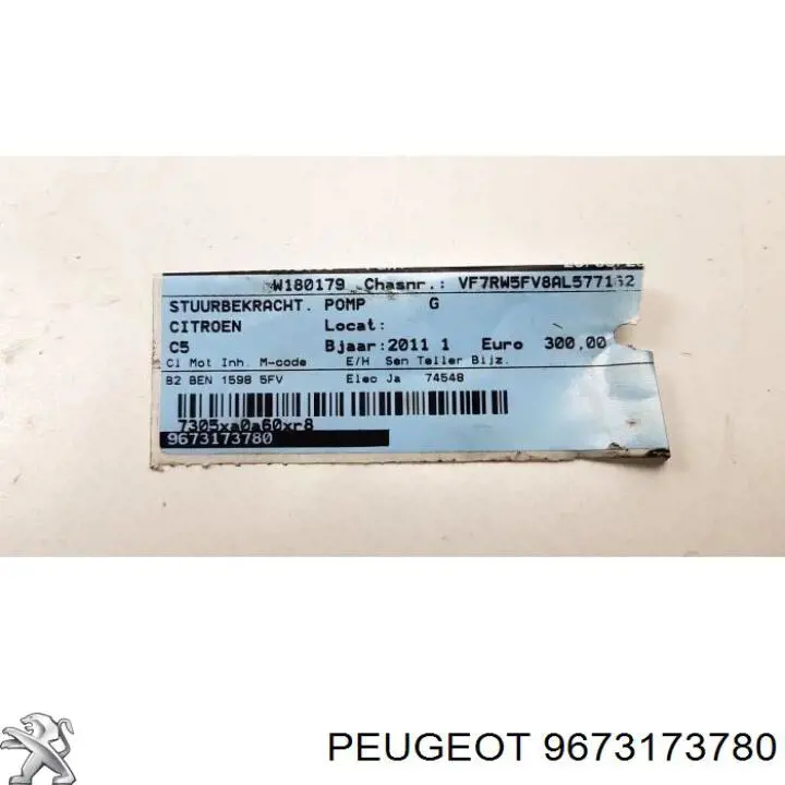 Compre 9673173780 Peugeot/Citroen Bomba da Direção hidrâulica assistida