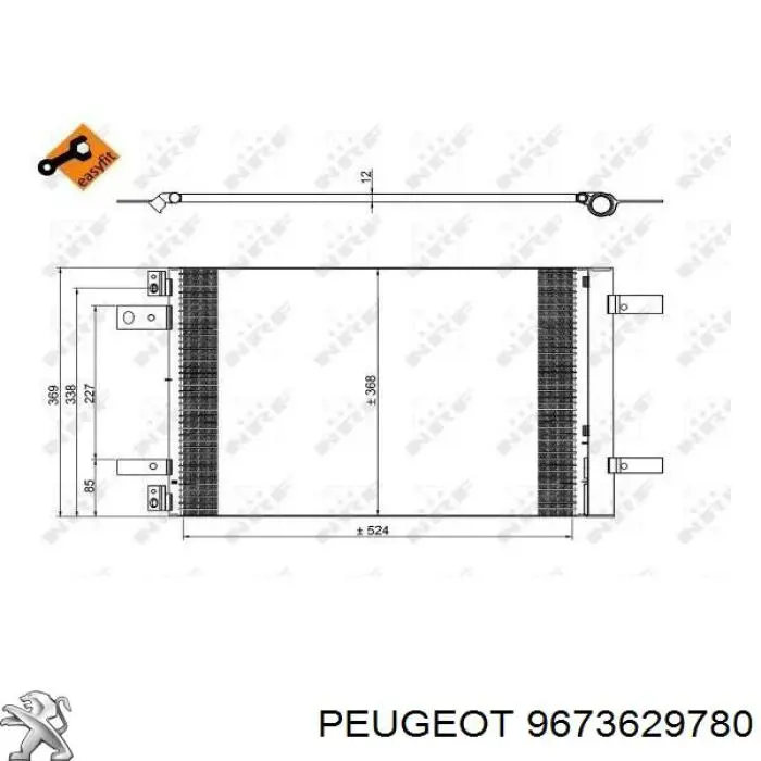 9673629780 Peugeot/Citroen Radiador de aparelho de ar condicionado