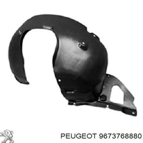 9673768880 Peugeot/Citroen Guarda-barras esquerdo do pára-lama dianteiro